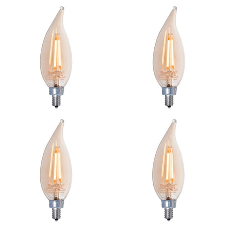 Bulbrite 861407 Bulbrite LED Filament CA10 Nostalgic Thread Edison Light Bulb, 25 Watt Equivalent, 2200K, Antique, 4 Piece