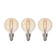 Bulbrite 861409 Bulbrite Pack of (3) LED Filament G16 Nostalgic Thread Edison Light Bulb, 25 Watt Equivalent, 2100K, Antique Glass Finish