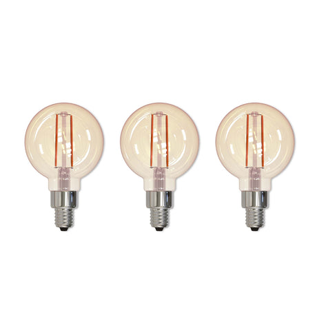 Bulbrite 861409 Bulbrite Pack of (3) LED Filament G16 Nostalgic Thread Edison Light Bulb, 25 Watt Equivalent, 2100K, Antique Glass Finish