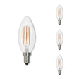 Bulbrite 861413 Bulbrite Pack of (4) 4 Watt Dimmable Clear Filament B11 Candelabra (E12) LED Light Bulb - 350 Lumens, 2700K