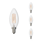 Bulbrite 861413 Bulbrite Pack of (4) 4 Watt Dimmable Clear Filament B11 Candelabra (E12) LED Light Bulb - 350 Lumens, 2700K