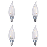 Bulbrite 861414 Bulbrite LED Filament CA10 Dimmable Candelabra Screw Base (E12) Light Bulb 25 Watt Equivalent 2700K, Clear 4-Pack