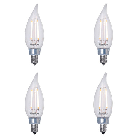 Bulbrite 861414 Bulbrite LED Filament CA10 Dimmable Candelabra Screw Base (E12) Light Bulb 25 Watt Equivalent 2700K, Clear 4-Pack