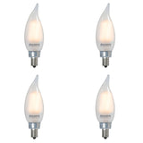 Bulbrite 861416 Bulbrite LED Filament CA10 Dimmable Candelabra Screw Base (E12) Light Bulb, 300 Lumens, 40 Watt Equivalent 2700K, Frost 4-Pack
