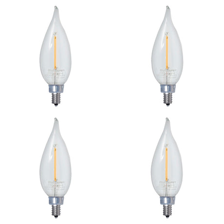 Bulbrite 861420 Bulbrite Pack of (4) 4.5 Watt Dimmable Clear Filament CA10 Candelabra (E12) LED Bulb - 350 Lumens, 3000K, and 90 CRI