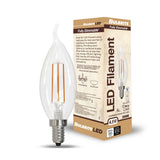 Bulbrite 861420 Bulbrite Pack of (4) 4.5 Watt Dimmable Clear Filament CA10 Candelabra (E12) LED Bulb - 350 Lumens, 3000K, and 90 CRI