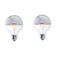 Bulbrite 861425 5W LED G25 2700K FILAMENT HALF MIRROR E26 FULLY COMPATIBLE DIMMING-2PK