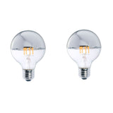 Bulbrite 861425 5W LED G25 2700K FILAMENT HALF MIRROR E26 FULLY COMPATIBLE DIMMING-2PK
