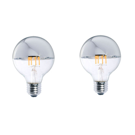 Bulbrite 861425 5W LED G25 2700K FILAMENT HALF MIRROR E26 FULLY COMPATIBLE DIMMING-2PK