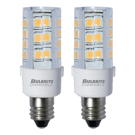 Bulbrite 861516 Bulbrite LED Mini T4 Dimmable Mini-Candelabra Screw Base (E11) Light Bulb 35 Watt Equivalent 3000K, Clear 1-Pack