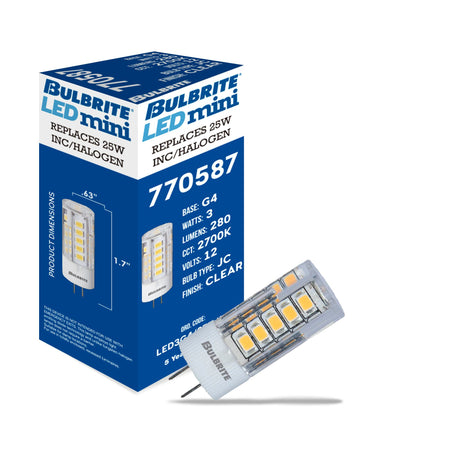 Bulbrite 861522 3W LED G4 CLEAR 2700K 12V-3PK