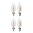 Bulbrite 861587 Bulbrite Pack of (4) 5 Watt Dimmable Clear CA10 LED Light Bulbs with Candelabra (E12) Base, 3000K Soft White Light, 500 Lumens