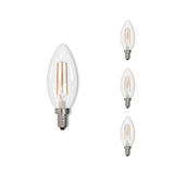 Bulbrite 861588 Bulbrite Pack of (4) 4 Watt Dimmable Clear Filament B11 Candelabra (E12) LED Bulb - 300 Lumens, 3000K, and 90 CRI