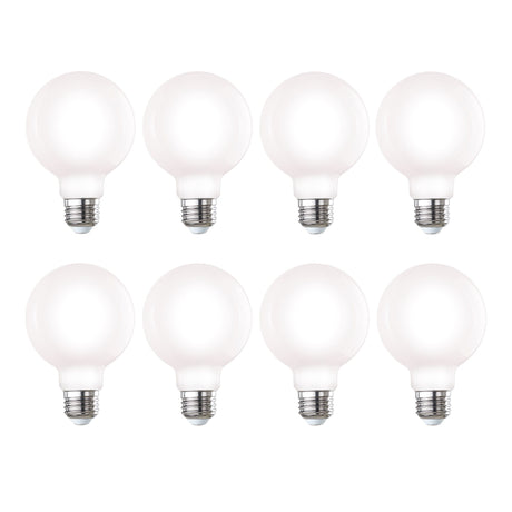 Bulbrite 862990 LED Filament 7.6 Watt Dimmable G25 Light Bulb with Milky Finish and Medium Screw 3000K E26 Base - 3000K (Soft White Light) 800 lumens