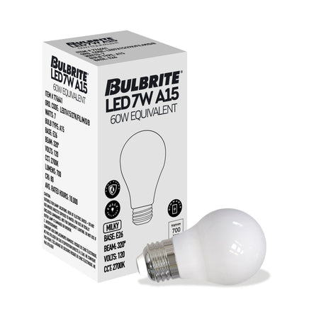Bulbrite 861635 7W LED A15 Light Bulb 2700K Dimmable E26 700 Lumens 120V 4PK