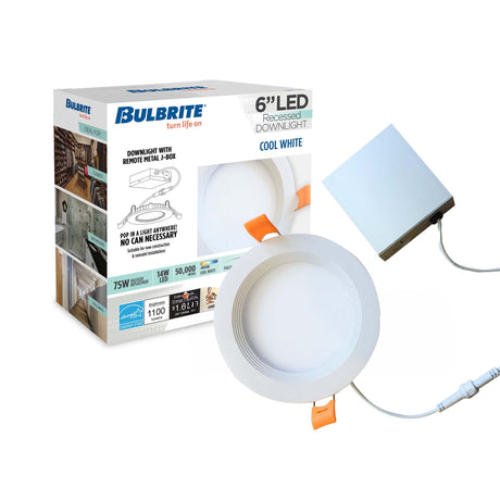 Bulbrite 861671 14W LED 6" Recessed Downlight 4000K Dimmable 1100 Lumens 120V 2PK