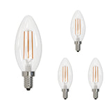 Bulbrite 861688 Bulbrite LED Filament Pack of (4) 5 Watt Dimmable B11 Light Bulb with Clear Glass Finish and Candelabra (E12) Base - 4000K (Cool White Light), 500 Lumens