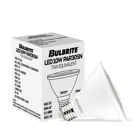 Bulbrite 861723 Bulbrite Pack of (4) 10 Watt Dimmable Flood PAR30 Short Neck Medium (E26) LED Light Bulb - 4000K (Cool White Light), 800 Lumens