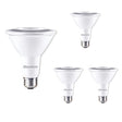 Bulbrite 861734 Bulbrite Pack of (4) 10 Watt Dimmable Flood PAR30 Long Neck Medium (E26) LED Light Bulb - 3000K (Soft White Light), 800 Lumens