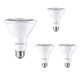 Bulbrite 861734 Bulbrite Pack of (4) 10 Watt Dimmable Flood PAR30 Long Neck Medium (E26) LED Light Bulb - 3000K (Soft White Light), 800 Lumens