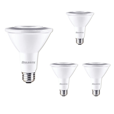 Bulbrite 861734 Bulbrite Pack of (4) 10 Watt Dimmable Flood PAR30 Long Neck Medium (E26) LED Light Bulb - 3000K (Soft White Light), 800 Lumens