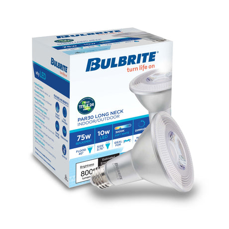 Bulbrite 861784 10W LED PAR30 Light Bulb 3000K Dimmable E26 800 Lumens 120V 6PK