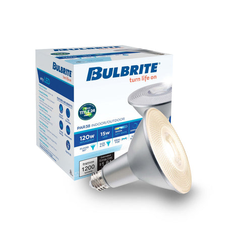 Bulbrite 861796 15W LED PAR38 Light Bulb 3000K Dimmable E26 1200 Lumens 120V 2PK