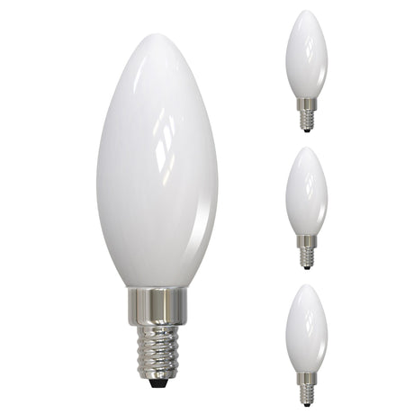 Bulbrite 861925 Bulbrite Pack of (4) 5 Watt Dimmable Milky Finish B11 LED Light Bulbs with Candelabra (E12) Base, 2700K Warm White Light, 500 Lumens