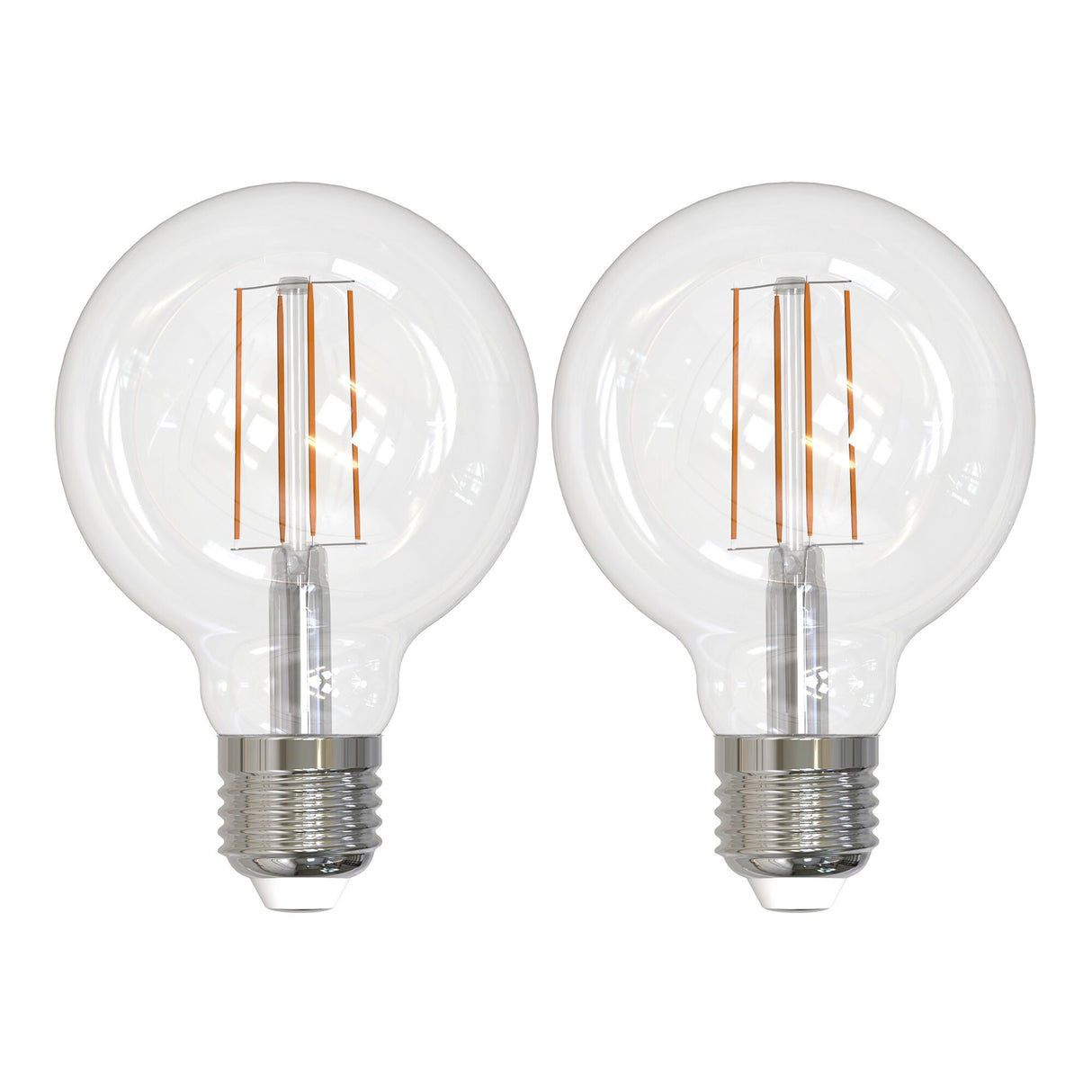 Bulbrite 861928 Bulbrite Pack of (2) 8.5 Watt Dimmable Clear Filament G25 Medium (E26) LED Light Bulb - 800 Lumens, 3000K, and 90 CRI