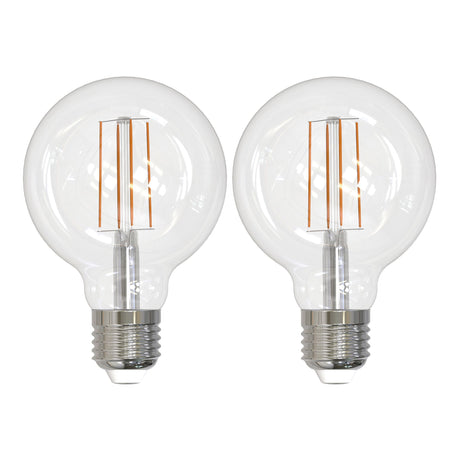 Bulbrite 861928 Bulbrite Pack of (2) 8.5 Watt Dimmable Clear Filament G25 Medium (E26) LED Light Bulb - 800 Lumens, 3000K, and 90 CRI