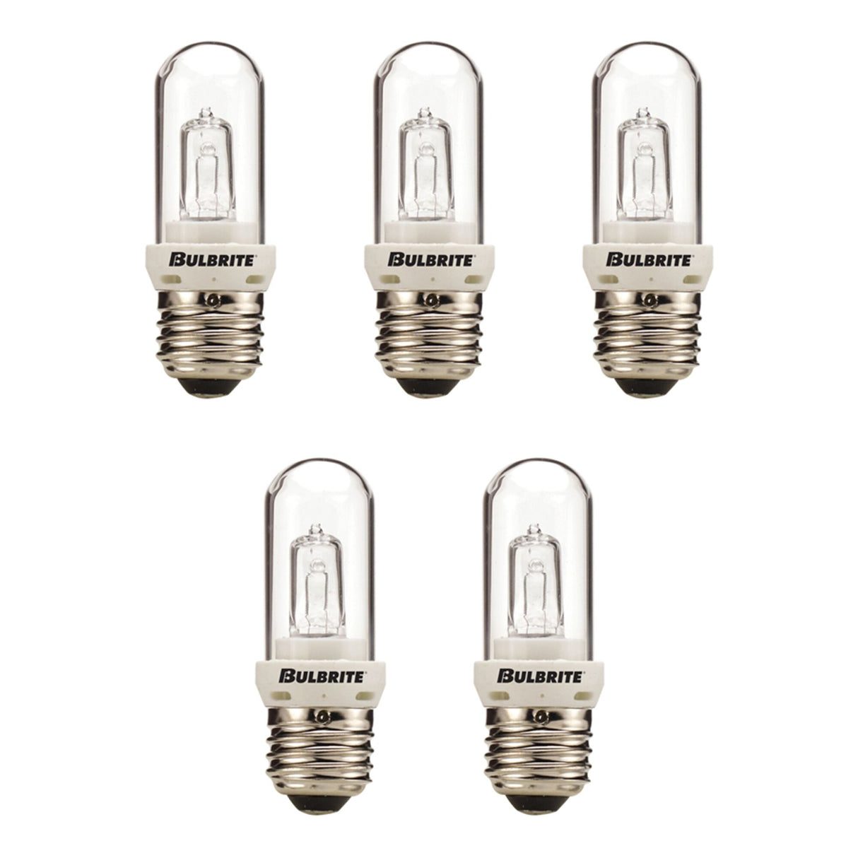 Bulbrite 861993 100W Halogen T8 Light Bulb 2900K Dimmable E26 1400 Lumens 120V 5PK