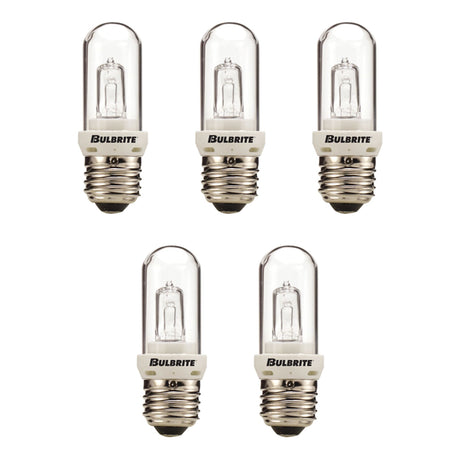 Bulbrite 861993 100W Halogen T8 Light Bulb 2900K Dimmable E26 1400 Lumens 120V 5PK