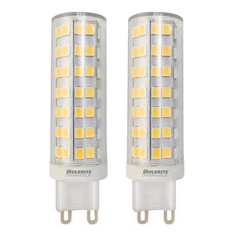 Bulbrite 862644 6.5W LED G9 Light Bulb 2700K Dimmable G9 700 Lumens 120V 2PK