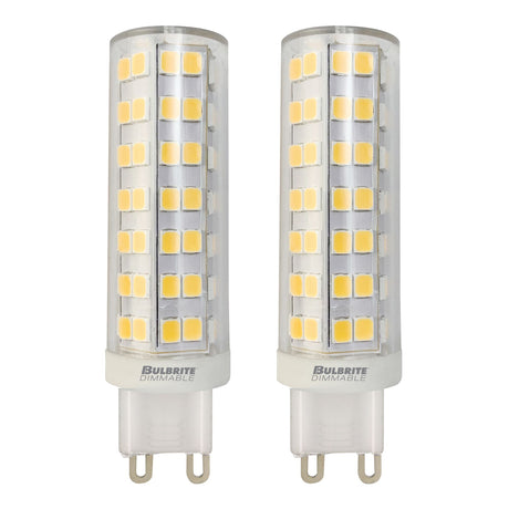 Bulbrite 862645 6.5W LED G9 Light Bulb 3000K Dimmable G9 700 Lumens 120V 2PK