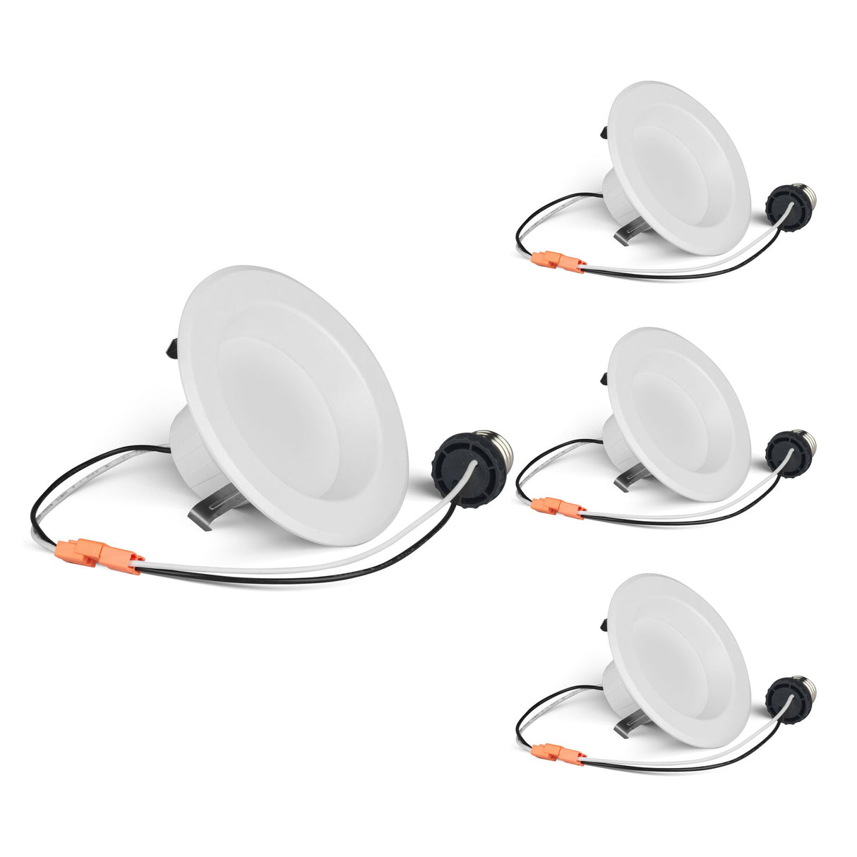 Bulbrite 862650 Bulbrite Pack of (4) 12 Watt 4" Integrated LED Recessed Downlight with E26 Quick Connect Adapter, 5CCT - 27/30/35/40/50K, 1100 Lumens
