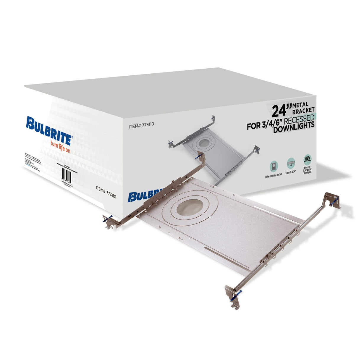Bulbrite 862660 Bulbrite Pack of (4) 24" Metal Mounting Bracket for 3/4/6" Recessed Downlights