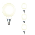 Bulbrite 862695 Bulbrite LED Filament Pack of (4) 4 Watt Dimmable G16 Light Bulbs with Milky Finish and Candelabra (E12) Base - 3000K (Soft White Light), 360 Lumens