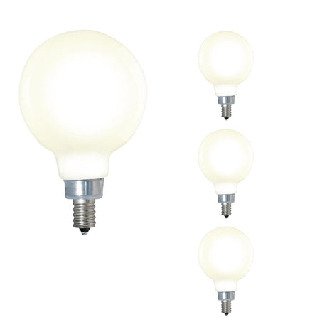 Bulbrite 862695 Bulbrite LED Filament Pack of (4) 4 Watt Dimmable G16 Light Bulbs with Milky Finish and Candelabra (E12) Base - 3000K (Soft White Light), 360 Lumens