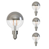 Bulbrite 862696 Bulbrite LED Filament Pack of (4) 2.5 Watt Dimmable G16 Light Bulb with a Half Mirror Finish and Candelabra Screw (E12) Base - 2700K (Warm White Light), 200 Lumens