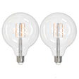 Bulbrite 862698 Bulbrite LED Filament Pack of (2) 8.5 Watt Dimmable G40 Light Bulb with a Clear Finish and Medium Screw (E26) Base - 3000K (Soft White Light), 800 Lumens