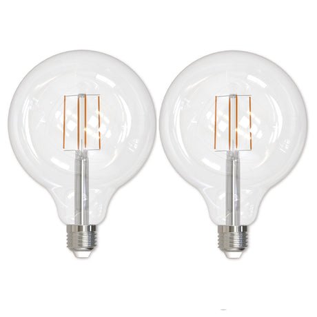 Bulbrite 862698 Bulbrite LED Filament Pack of (2) 8.5 Watt Dimmable G40 Light Bulb with a Clear Finish and Medium Screw (E26) Base - 3000K (Soft White Light), 800 Lumens