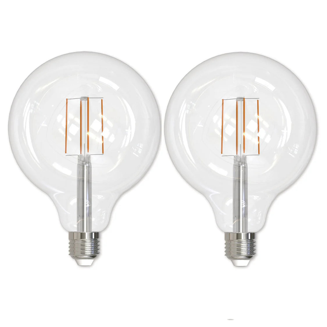 Bulbrite 862096 8.5W LED Filament Light Bulb with Clear Glass Finish and Medium Base Soft Daylight Light 5000K Dimmable E26 Medium 800 Lumens 120V 2PK