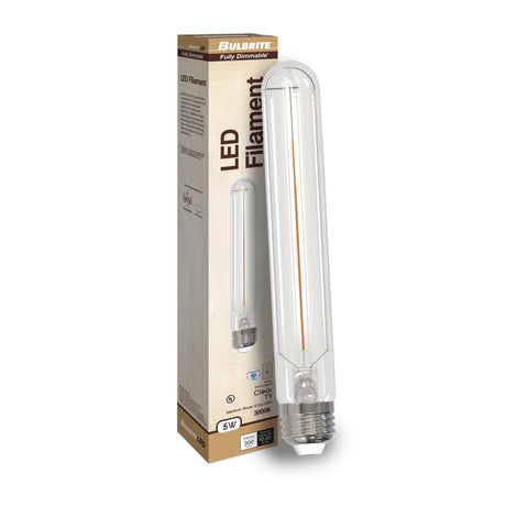 Bulbrite 862772 5W LED T9 Light Bulb 3000K Dimmable E26 300 Lumens 120V 4PK