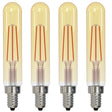 Bulbrite 862780 Bulbrite LED Filament Pack of (4) 5 Watt Dimmable T8 Light Bulb with Antique Glass Finish and Candelabra (E12) Base - 2100K (Amber Light), 450 Lumens