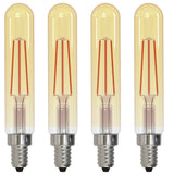 Bulbrite 862780 Bulbrite LED Filament Pack of (4) 5 Watt Dimmable T8 Light Bulb with Antique Glass Finish and Candelabra (E12) Base - 2100K (Amber Light), 450 Lumens
