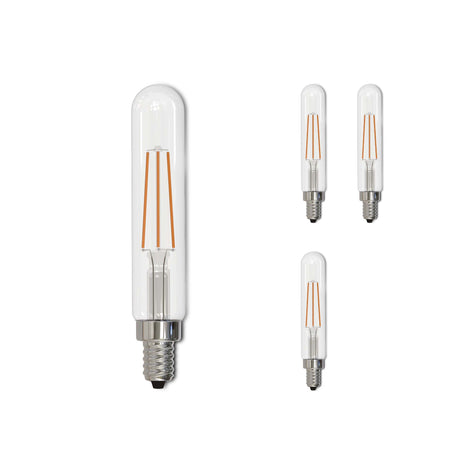 Bulbrite 862782 Bulbrite LED Filament Pack of (4) 4.5 Watt Dimmable T8 Light Bulb with Clear Glass Finish and Candelabra (E12) Base - 3000K (Soft White Light), 450 Lumens