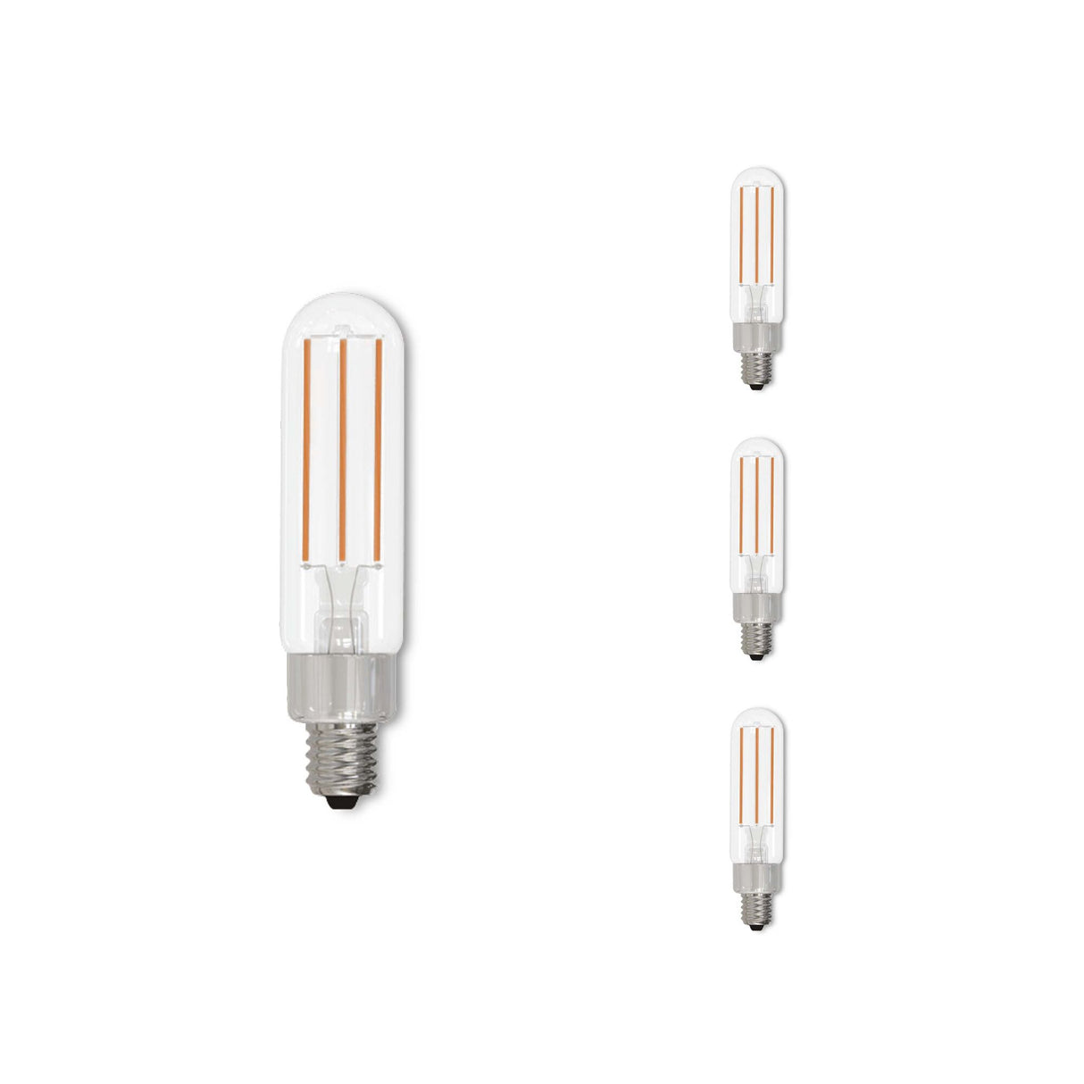 Bulbrite 862783 Bulbrite LED Filament Pack of (4) 4.5 Watt Dimmable T6 Light Bulb with Clear Glass Finish and Candelabra (E12) Base - 2700K (Warm White Light), 450 Lumens
