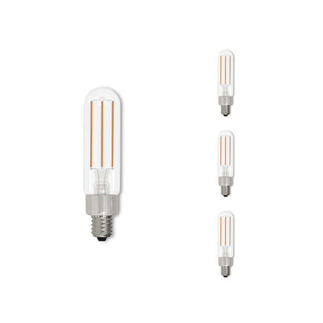 Bulbrite 862783 Bulbrite LED Filament Pack of (4) 4.5 Watt Dimmable T6 Light Bulb with Clear Glass Finish and Candelabra (E12) Base - 2700K (Warm White Light), 450 Lumens