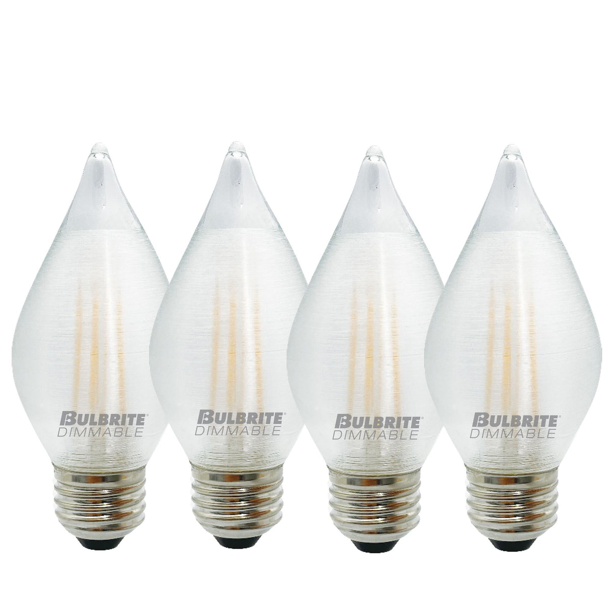 Bulbrite 862787 Bulbrite Spunlite Pack of (4) 4 Watt Dimmable C15 LED Filament Light Bulb with Satin Glass Finish and Medium (E26) Base - 2700K (Warm White Light), 350 Lumens