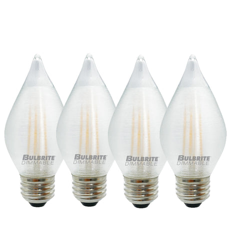 Bulbrite 862787 Bulbrite Spunlite Pack of (4) 4 Watt Dimmable C15 LED Filament Light Bulb with Satin Glass Finish and Medium (E26) Base - 2700K (Warm White Light), 350 Lumens